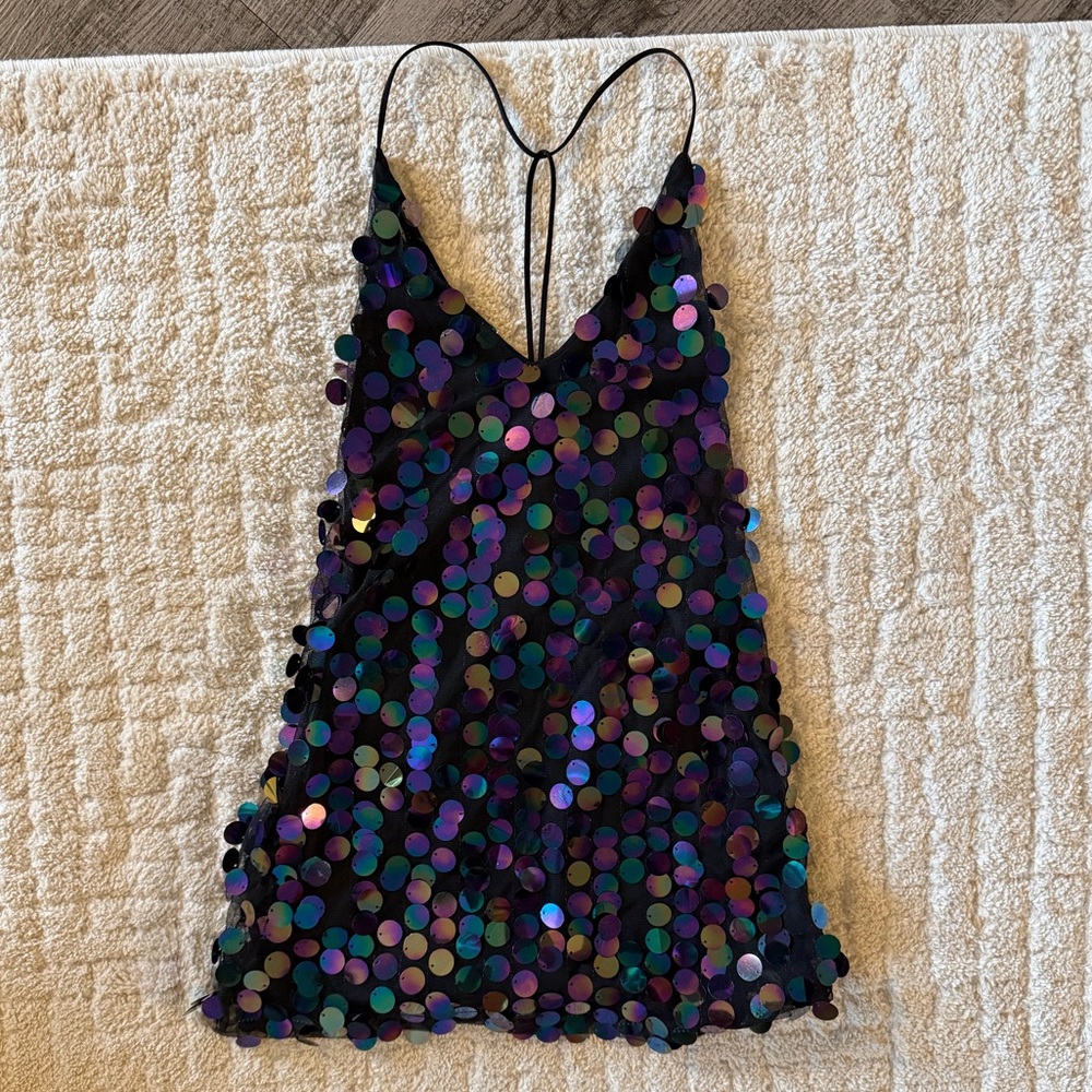 Sequin Halter Top with Multicolor Discs